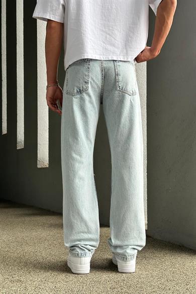 Buz Mavi Dizi Yırtık R4 DL Baggy Pantolon