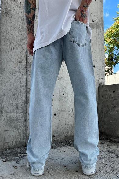 Buz Mavi Dokulu Buz Mavi Diz Yırtık Detay GD 43 Baggy Pantolon