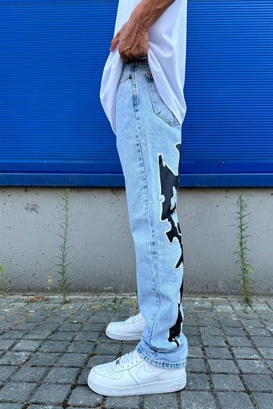 Buz Mavi Neon Chaos Night Baggy Pantolon