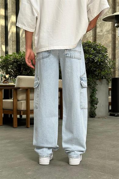 Buz Mavi Ön Tasarım Kargo Cepli R4 DL Baggy Pantolon