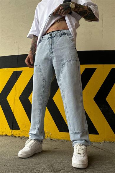 Buz Mavi Patch Detay C1 Baggy Pantolon