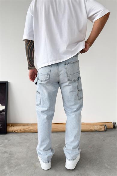 Buz Mavi Patch Detaylı Baggy Pantolon