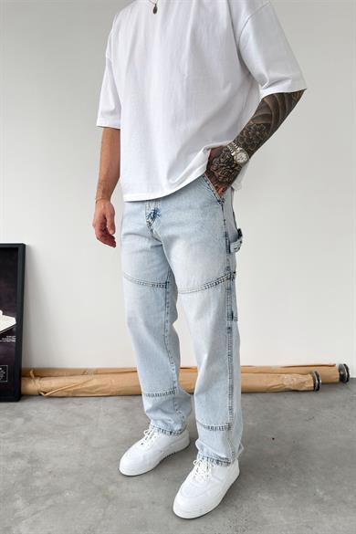 Buz Mavi Patch Detaylı Baggy Pantolon