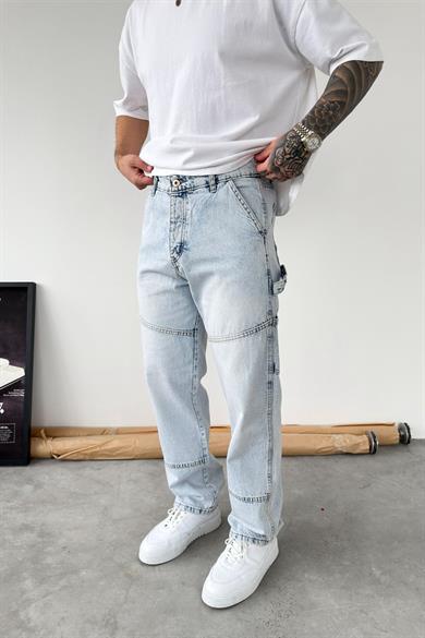 Buz Mavi Patch Detaylı Baggy Pantolon