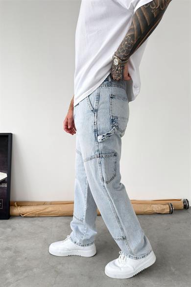 Buz Mavi Patch Detaylı Baggy Pantolon