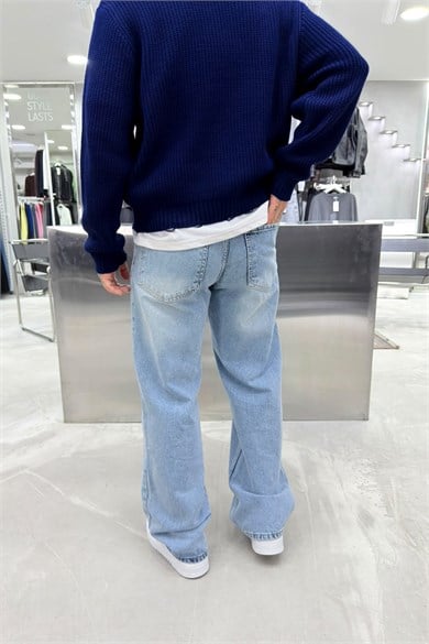 Buz Mavi Soft Degrade Basic Baggy Pantolon