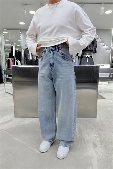 Buz Mavi Soft Degrade Premium Süper Baggy Pantolon