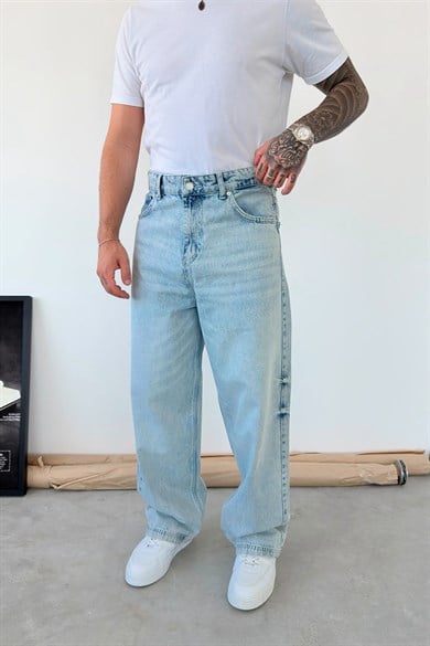 Buz Mavi Soft Degrade Süper Baggy Pantolon
