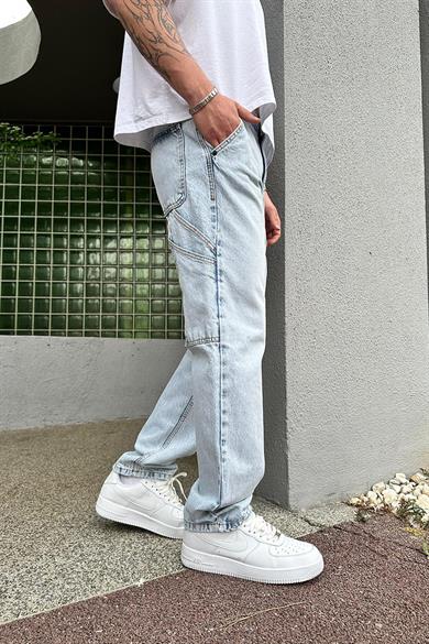Buz Mavi Tasarım Cepli R4 DL Baggy Pantolon
