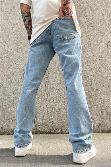 Buz Mavi Yıldırım Detay Dif Loose Fit Jean