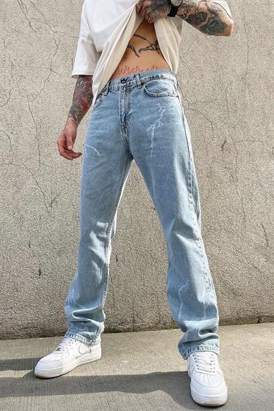 Buz Mavi Yıldırım Detay Dif Loose Fit Jean