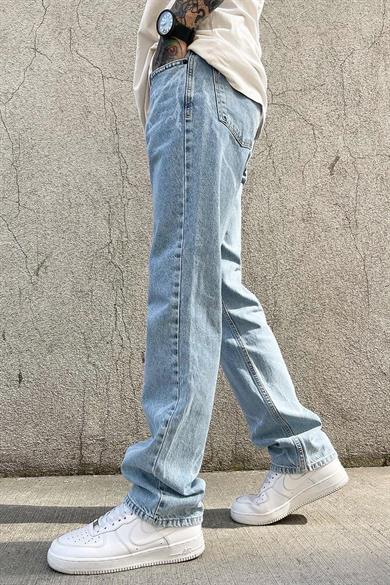 Buz Mavi Yıldırım Detay Dif Loose Fit Jean