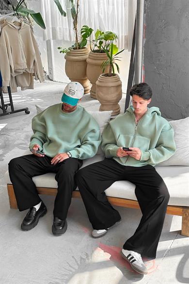 Buz Yeşil Cozy Basic Oversize Sweat