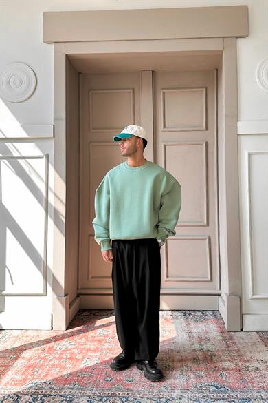 Buz Yeşil Cozy Basic Oversize Sweat