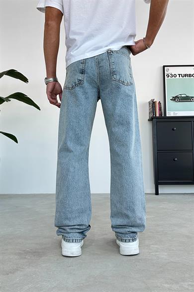 Dokulu Buz Mavi Basic Baggy Pantolon