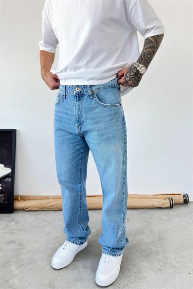 Dokulu Buz Mavi Basic Baggy Pantolon