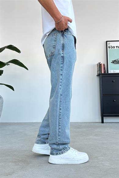 Dokulu Buz Mavi Basic Baggy Pantolon