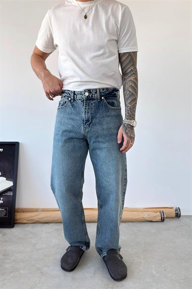 Dokulu Buz Mavi Basic Regular Pantolon