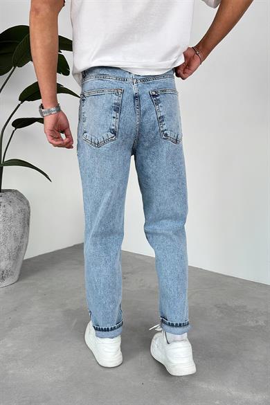 Dokulu Buz Mavi Basic Regular Pantolon