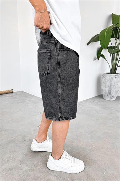 Dokulu Gri Basic Premium Baggy Kot Şort