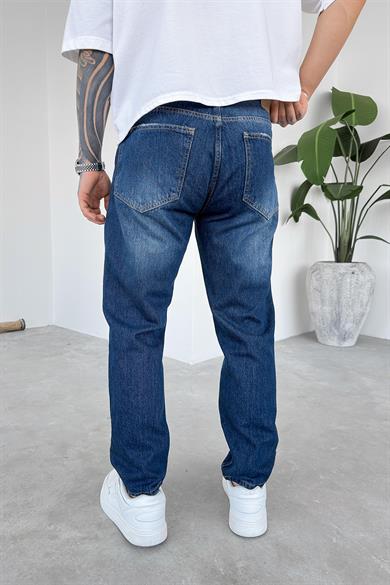 Dokulu Mavi Basic Regular Pantolon