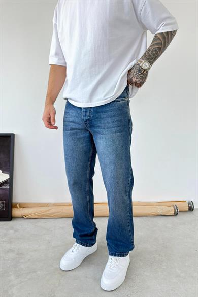 Dokulu Mavi Soft Degrade Baggy Pantolon