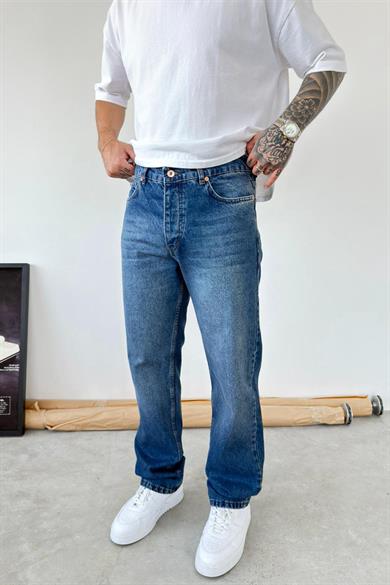 Dokulu Mavi Soft Degrade Baggy Pantolon