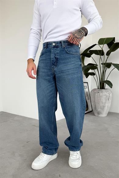 Dokulu Mavi Soft Degrade Basic Regular Pantolon
