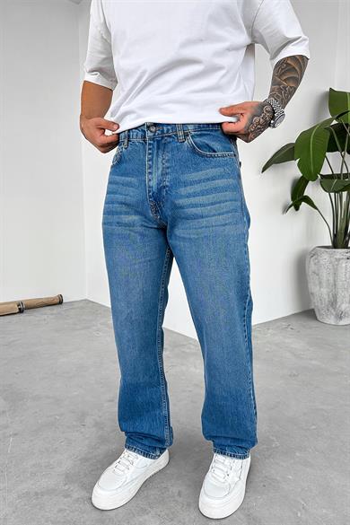 Dokulu Mavi Soft Degrade Premium Baggy Pantolon