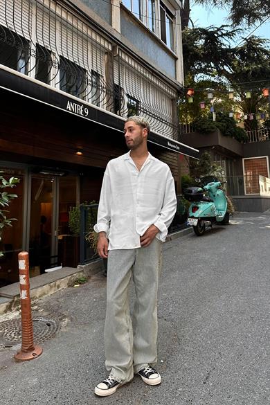 Ekru Basic K52 MH Oversize Gömlek