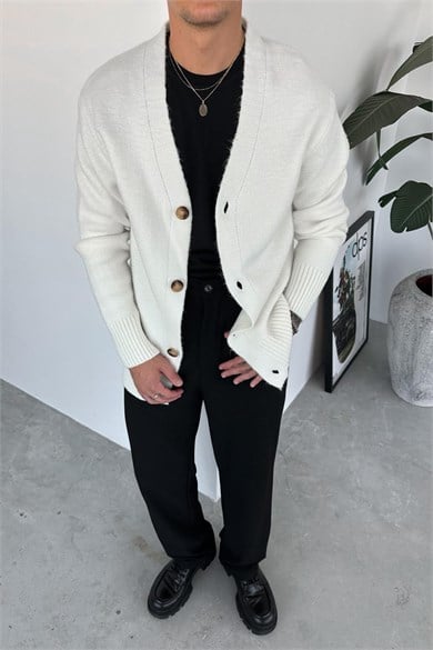 Ekru Basic Soft Relaxed Hırka