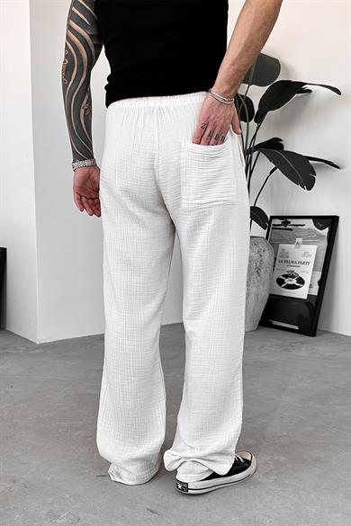 Ekru Beach Walk Muslin Kumaş Baggy Pantolon