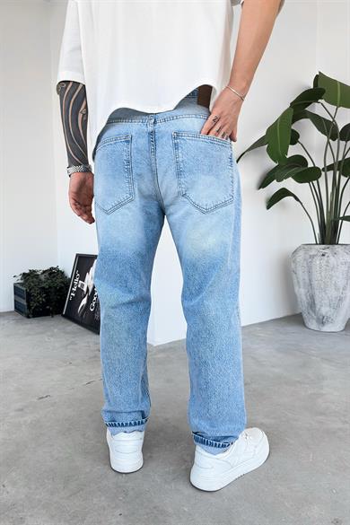 Eskitme Buz Mavi Dokulu Basic Regular Pantolon