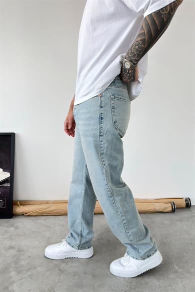 Eskitme Buz Mavi Soft Degrade Baggy Pantolon
