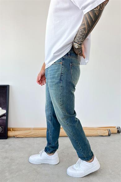 Eskitme Mavi Basic Boyfriend Pantolon