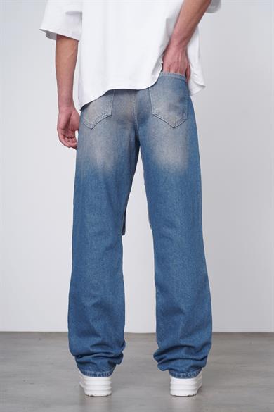 Eskitme Mavi Eskitme Mavi Ön Cep Kargo 04C GD Baggy Pantolon