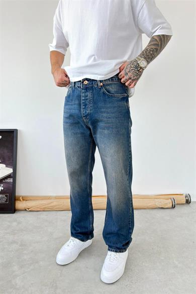 Eskitme Mavi Soft Degrade Baggy Pantolon