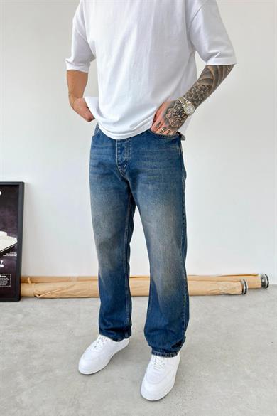 Eskitme Mavi Soft Degrade Baggy Pantolon