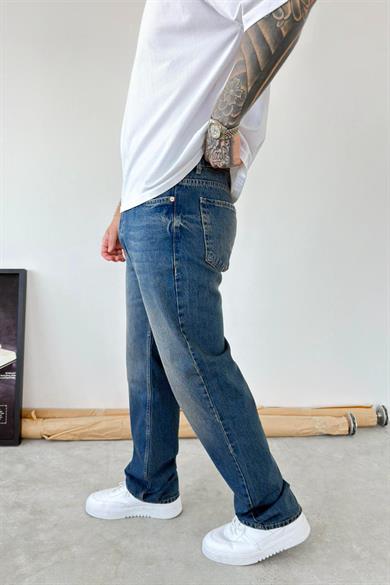 Eskitme Mavi Soft Degrade Baggy Pantolon