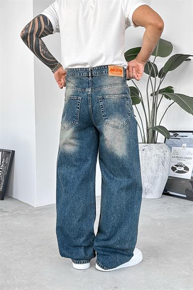 Eskitme Mavi Soft Degrade Basic Ekstra Bol Pantolon