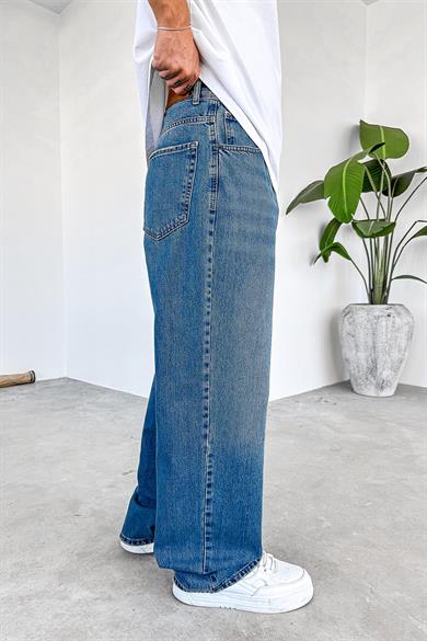 Eskitme Mavi Soft Degrade Old School Premium Baggy Pantolon