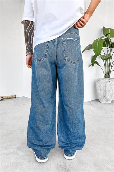 Eskitme Mavi Soft Degrade Old School Premium Baggy Pantolon