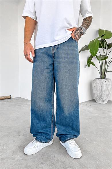 Eskitme Mavi Soft Degrade Old School Premium Baggy Pantolon