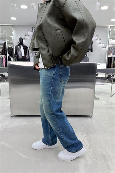 Eskitme Mavi Soft Degrade Premium Baggy Pantolon