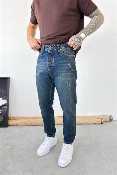 Eskitme Mavi Splash Boyfriend Pantolon