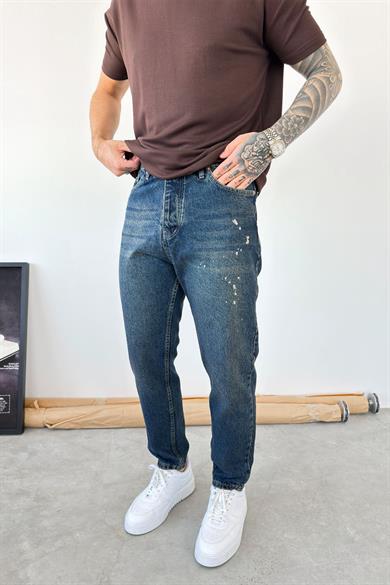 Eskitme Mavi Splash Boyfriend Pantolon