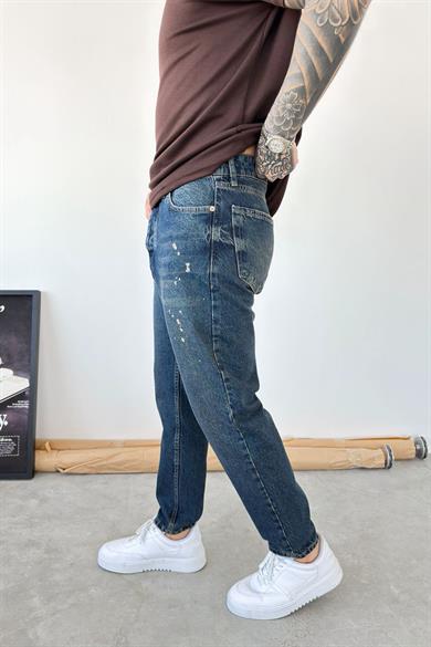 Eskitme Mavi Splash Boyfriend Pantolon