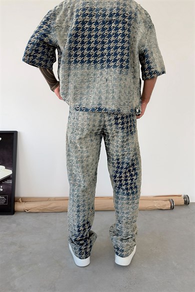 Eskitme Mavi Storm Wash Baggy Fit Pantolon