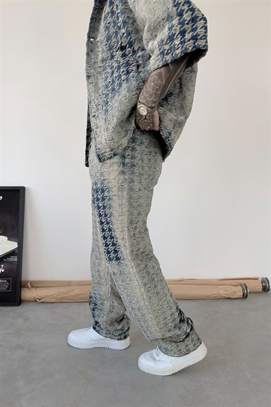 Eskitme Mavi Storm Wash Baggy Fit Pantolon