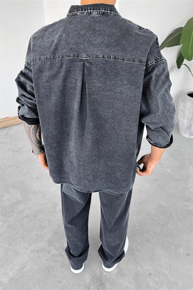 Füme Acid Wash Oversize Gömlek